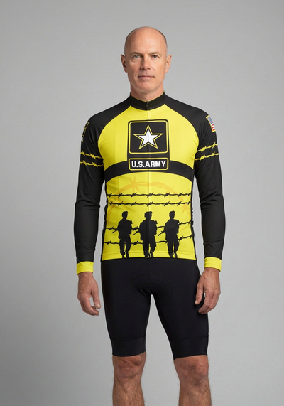 Mens Usaf Army Troops Barbed Wire Long Sleeve Cycling Jersey - front view