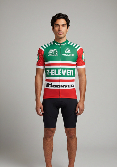 Mens Seven Eleven Team Retro Short Sleeve Cycling Jersey - front view