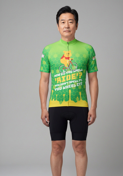 Mens Winnie The Cyclist Short Sleeve Cycling Jersey - front view