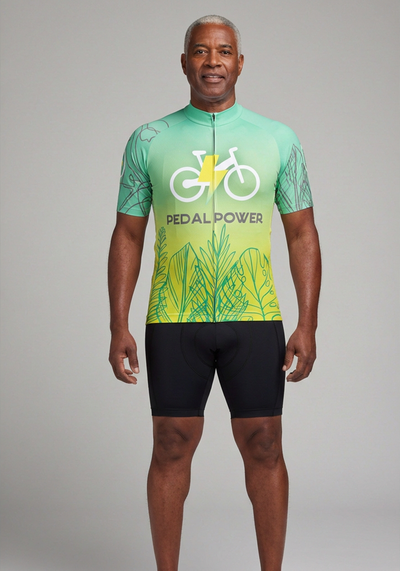 Mens Pedal Power Short Sleeve Cycling Jersey - front view