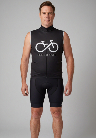 Mens Ride Forever Infinity Sleeveless Cycling Jersey - Black - front view