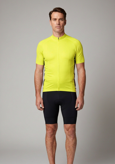 Mens Ocg High Viz Neon Short Sleeve Cycling Jersey - Yellow - front view