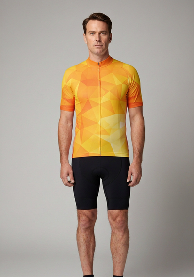 Men's High Viz Funky Polygon Short Sleeve Cycling Jersey