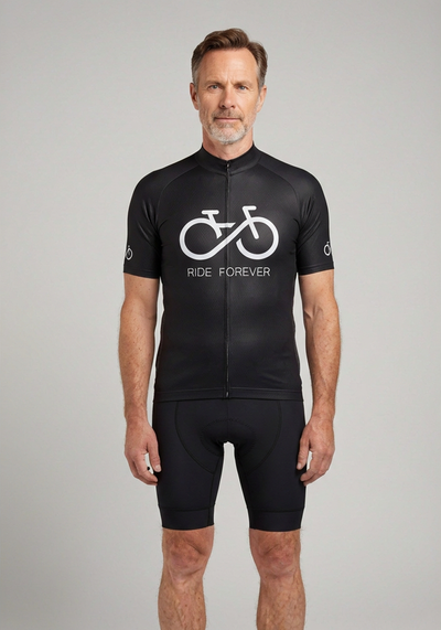 Ride Forever Infinity Short Sleeve Cycling Jersey - Black - front view