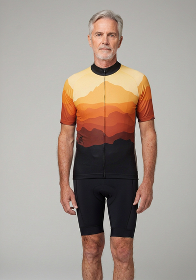 Ride Free Sunset Mens Cycling Jersey - Orange - front view