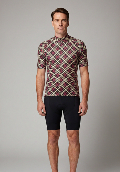 Mens Plaid Shirt Cycling Jersey - _default - front view