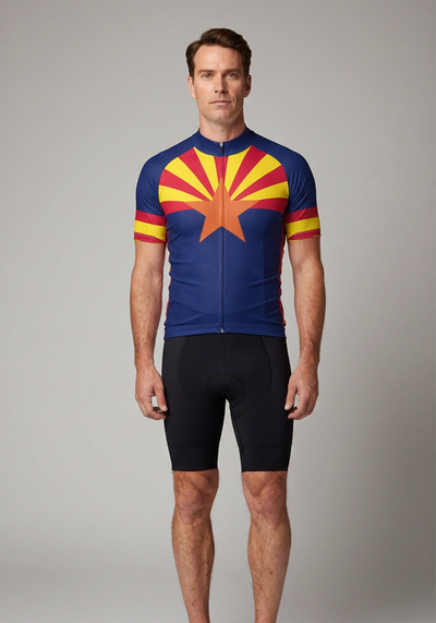 Mens Arizona State Flag Short Sleeve Cycling Jersey - _default - front view