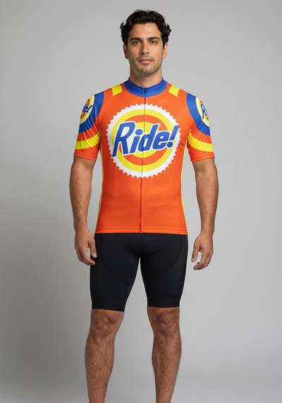 Mens Ride The Tide Cycling Jersey - Yellow Accent - front view