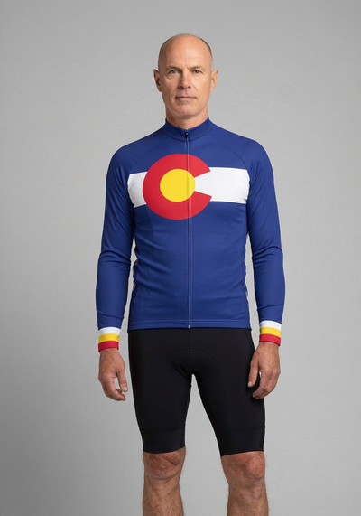 Mens Colorado Usa State Long Sleeve Cycling Jersey - front view