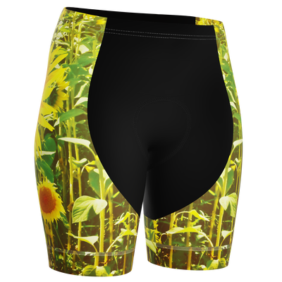 Women's Sunflowers Gel Padded Cycling Shorts