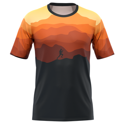 T-shirt de course à manches courtes Ride Free Sunset pour hommes
