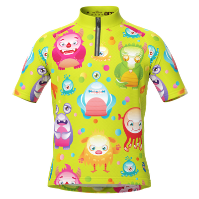 Kid's Cute Aliens Short Sleeve Cycling Jersey