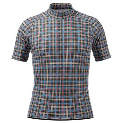 Men's Plaid Checkered Short Sleeve Cycling Jersey