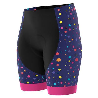 Women's Rainbow Polka Dot Pro-Band Cycling Shorts