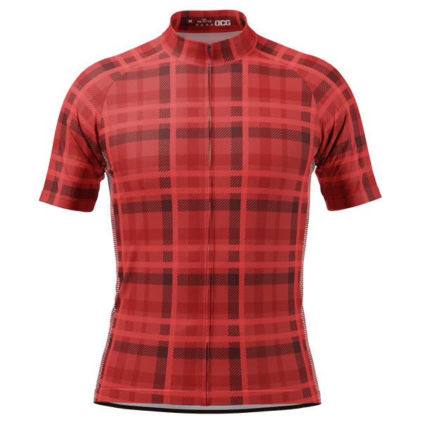 Men's Plaid Tartan Pattern Short Sleeve Cycling Jersey