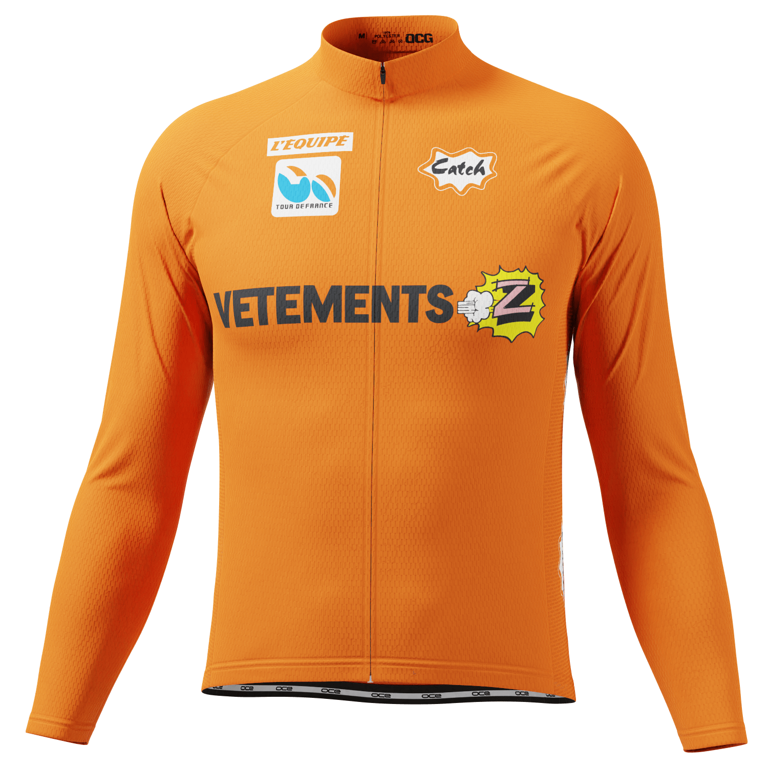 Men's Retro Vetements Team Z Orange Long Sleeve Cycling Jersey
