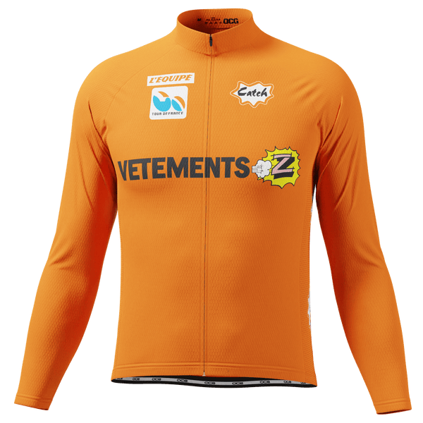 Men's Retro Vetements Team Z Orange Long Sleeve Cycling Jersey Orange / 4XL by OCG