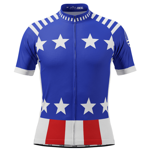 Men's Blue Americas Short Sleeve Cycling Jersey