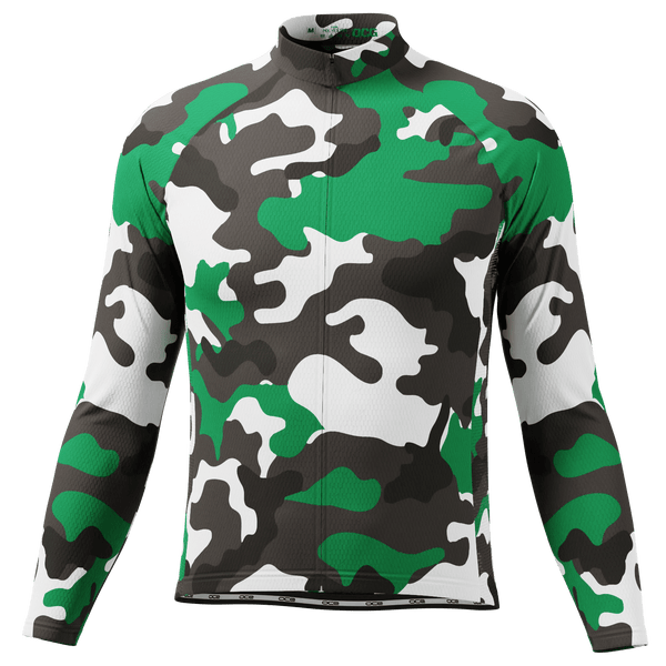 Men's Camouflage Winter Green Long Sleeve Cycling Jersey