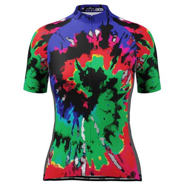 Women's Color Burn Tie Dye Short Sleeve Cycling Jersey