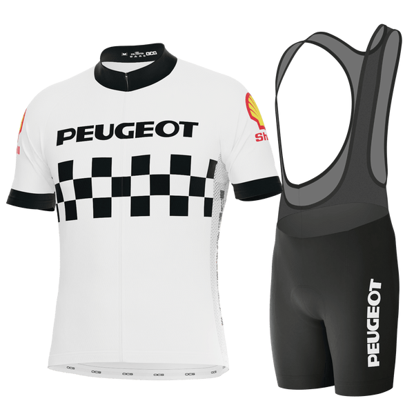 Men's Peugeot Shell Retro 1983 Short Sleeve 2 Piece Cycling Kit