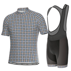 Men's Plaid Checkered Short Sleeve 2 Piece Cycling Kit