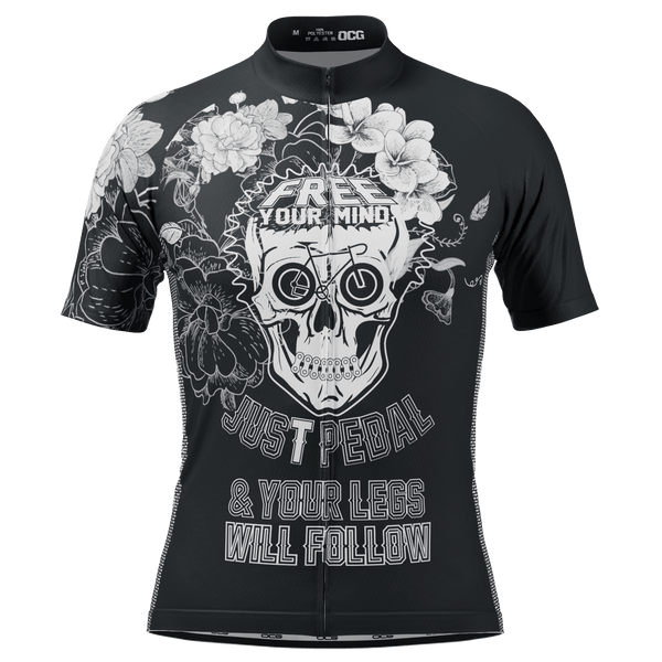Men's Free Your Mind Skull Short Sleeve Cycling Jersey