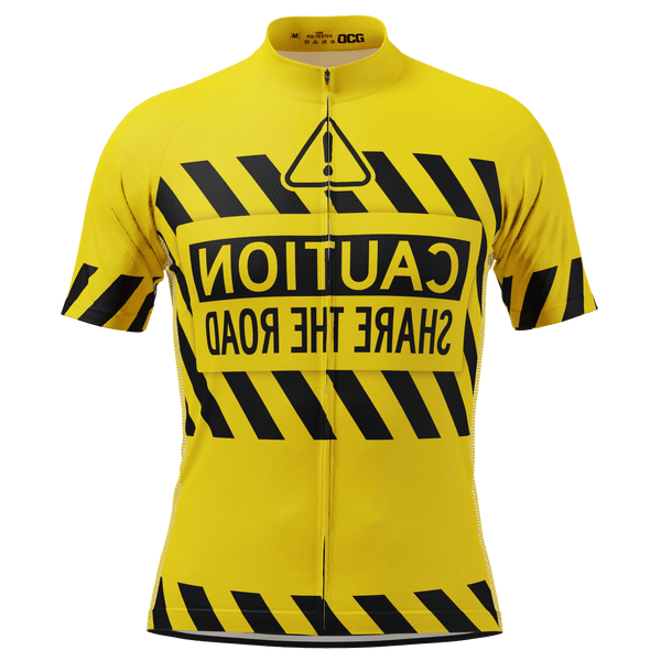 Men's Caution Share The Road Short Sleeve Cycling Jersey