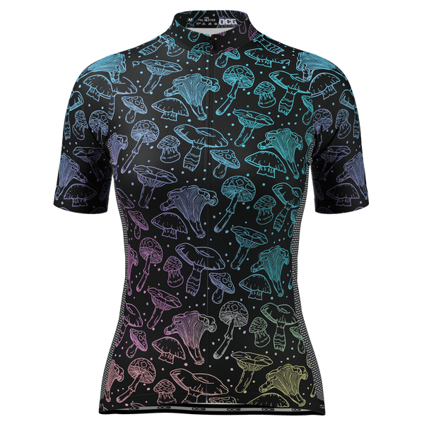 Women's Holographic Mushrooms Short Sleeve Cycling Jersey