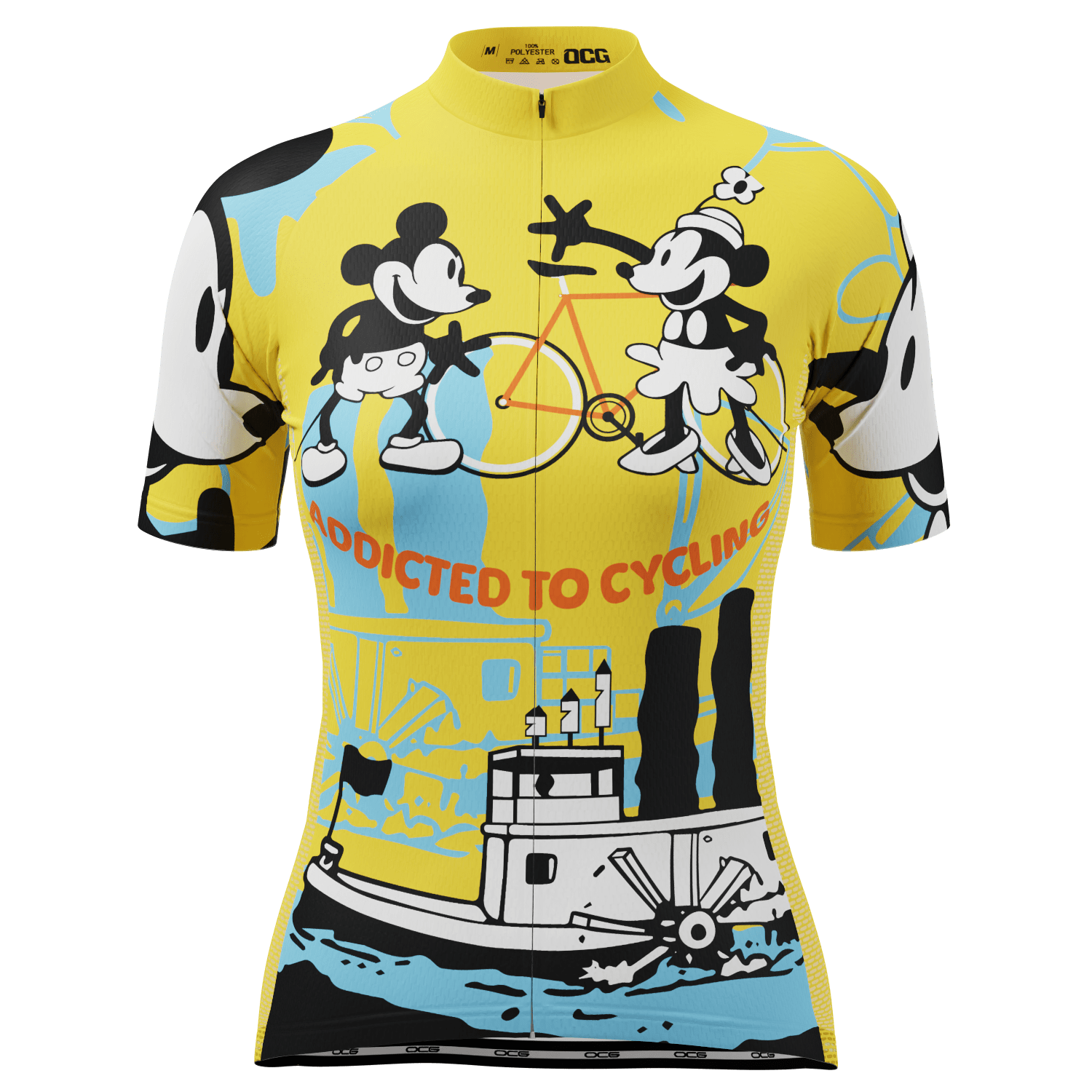 Women's Steamboat Willie-Addicted to Cycling Short Sleeve Cycling Jersey
