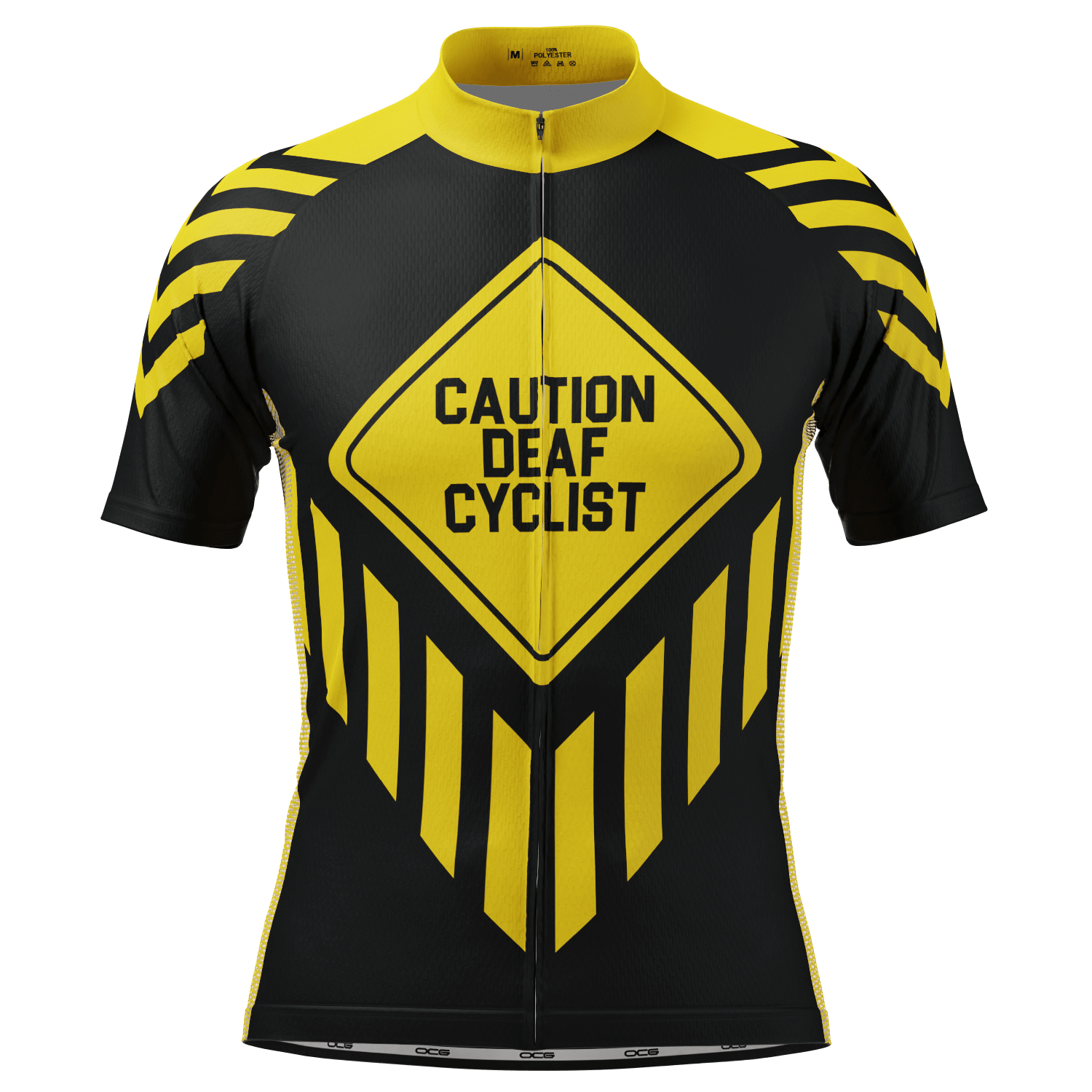 Men's Caution Deaf Cyclist Short Sleeve Cycling Jersey