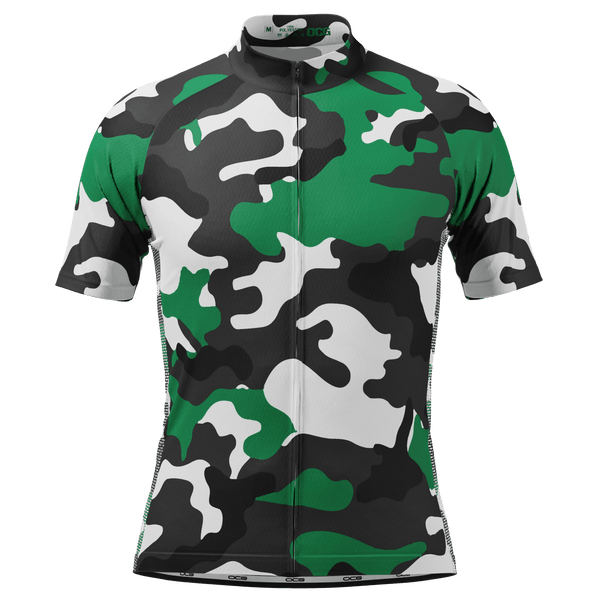 Men's Camouflage Winter Green Short Sleeve Cycling Jersey
