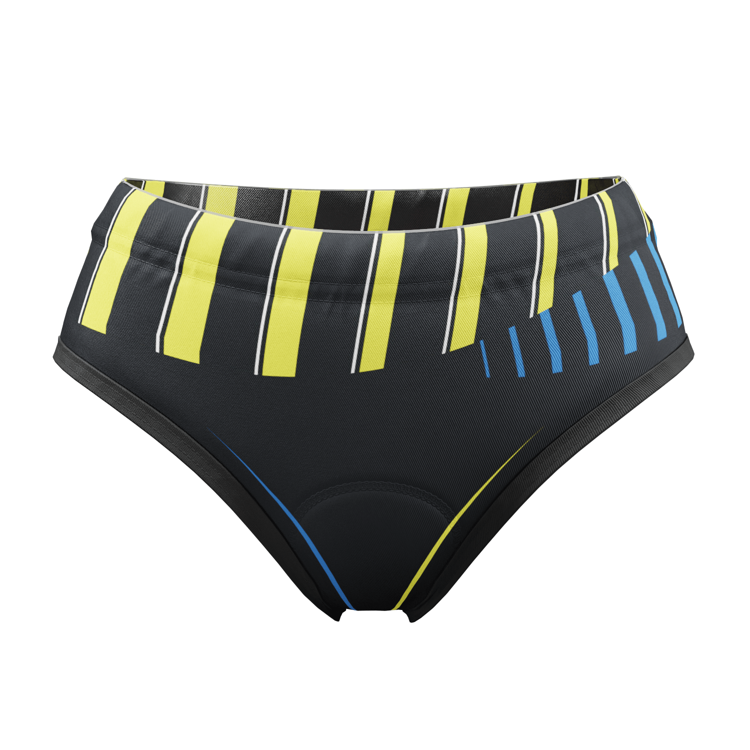 Women's Yellow and Blue Stripes Gel Padded Cycling Underwear-Briefs