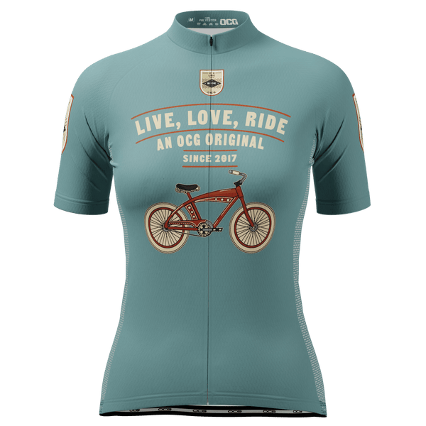 Women's Live, Love, Ride, Retro Short Sleeve Cycling Jersey