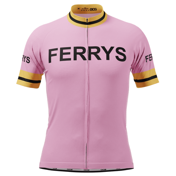 Men's Retro Ferrys 1960's Pink Short Sleeve Cycling Jersey