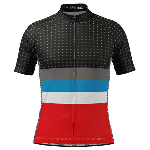 Men's Tri-Stripe Polka Dot Short Sleeve Cycling Jersey