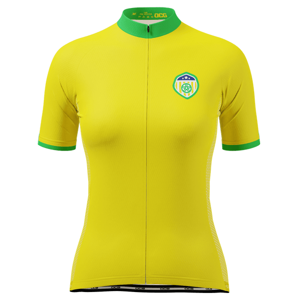 Women's Brazil Soccer Short Sleeve Cycling Jersey