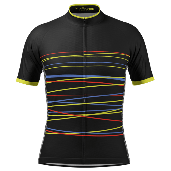 Men's Zigzag Color Lines Short Sleeve Cycling Jersey