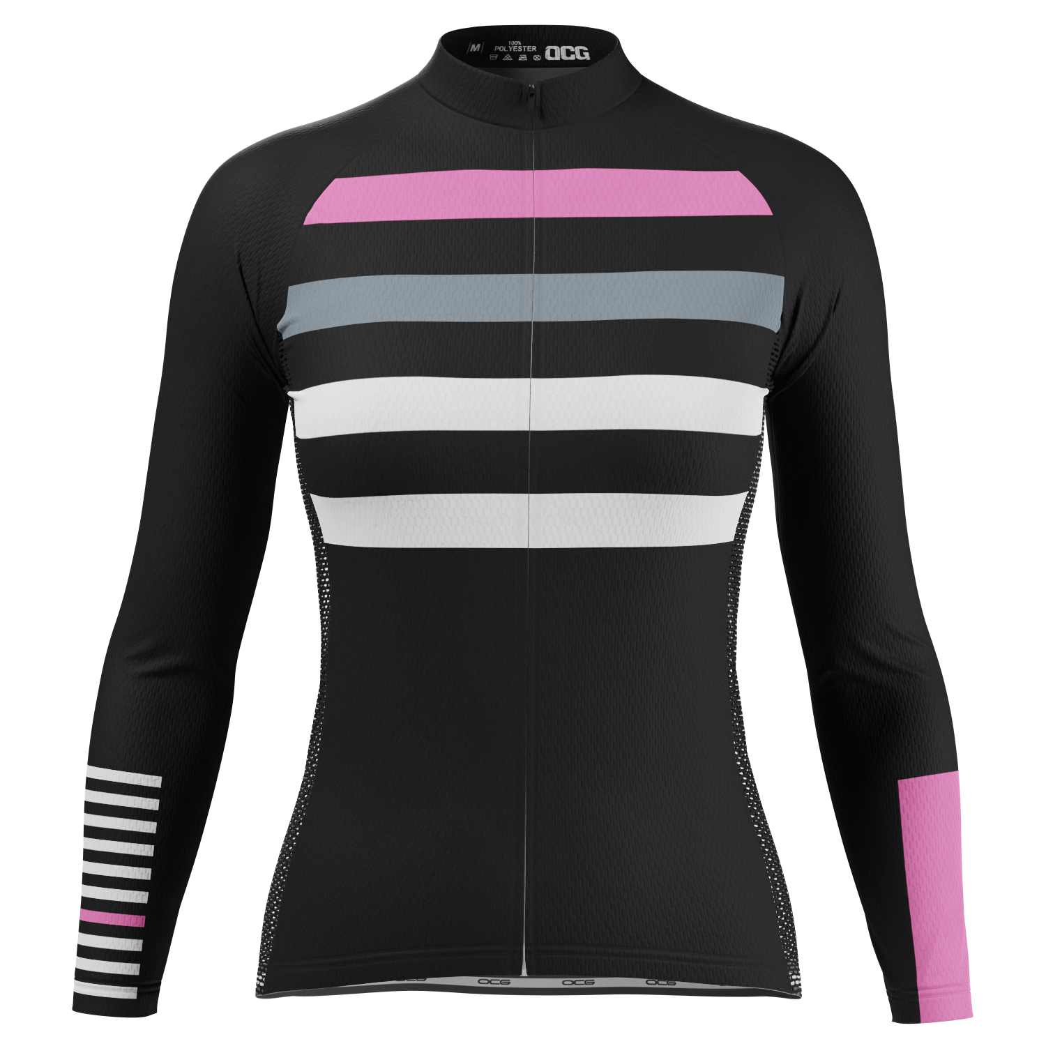 Women's Four Stripes with Pink Long Sleeve Cycling Jersey