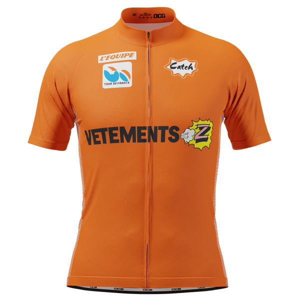 Men's Retro Vetements Team Z Orange Short Sleeve Cycling Jersey