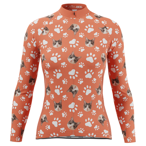 Women's Custom Pet Paws Design Personalized Long Sleeve Cycling Jersey