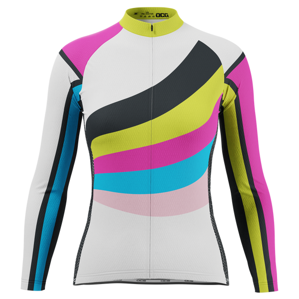 Women's Rainbow Swirl Long Sleeve Cycling Jersey