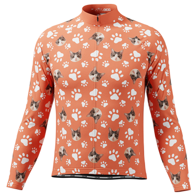 Men's Custom Pet Paws Design Personalized Long-Sleeve Cycling Jersey