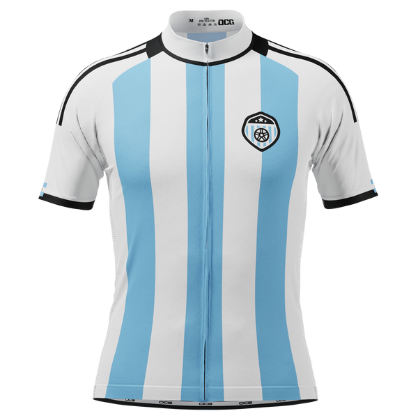 Men's Argentina Soccer Short Sleeve Cycling Jersey