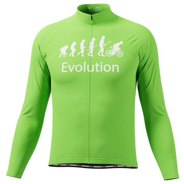 Men's Evolution of Man in Green Long Sleeve Cycling Jersey