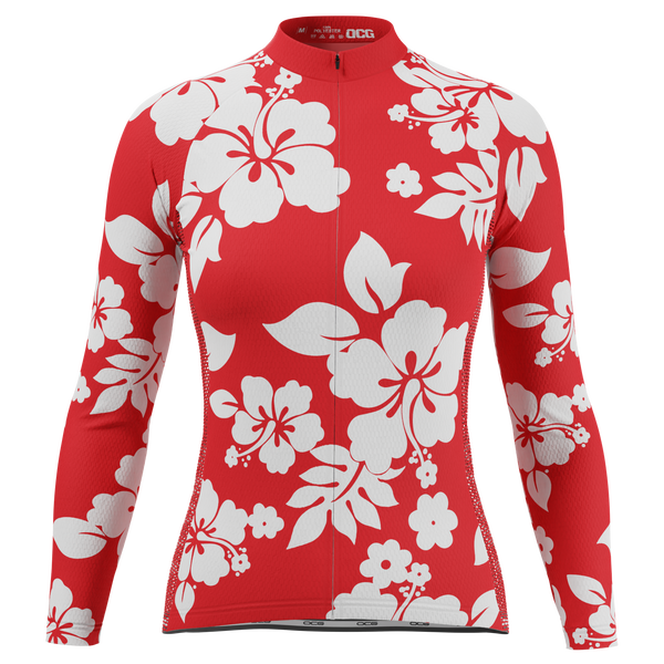 Women's Hawaiian Aloha Floral Long Sleeve Cycling Jersey