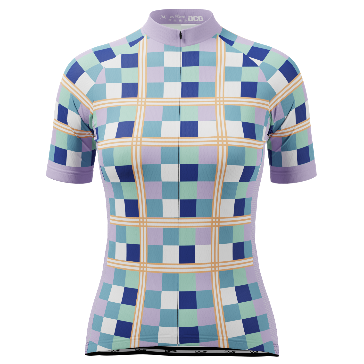 Women's Checkered Plaid Short Sleeve Cycling Jersey