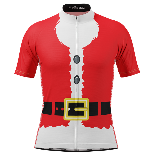 Men's Bearded Santa Claus Christmas Suit Short Sleeve Cycling Jersey
