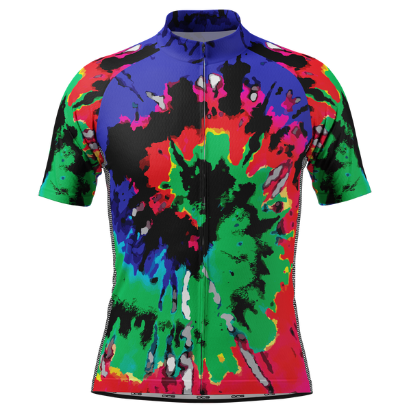 Men's Color Burn Tie Dye Short Sleeve Cycling Jersey
