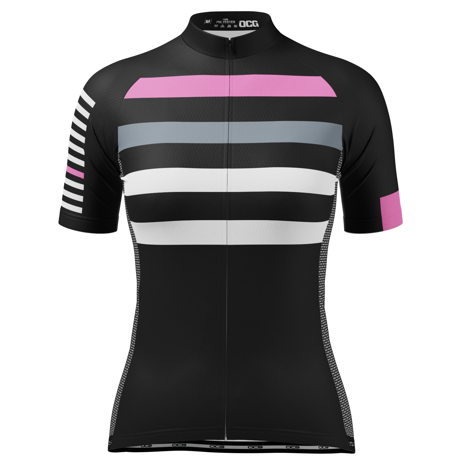 Women s Four Stripes with Pink Short Sleeve Cycling Jersey